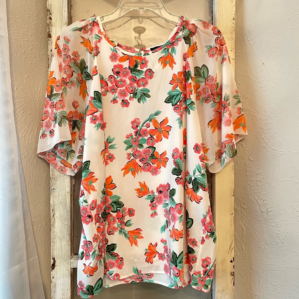 Ann Taylor Floral Blouse Size Large